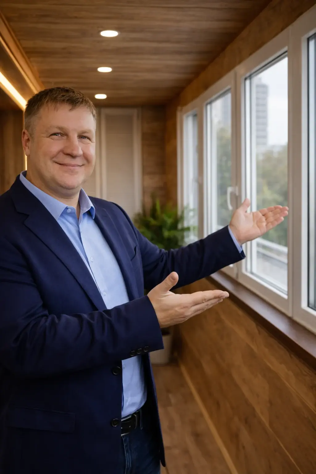 Андрей Онгри на балконе показывает большой палец вверх